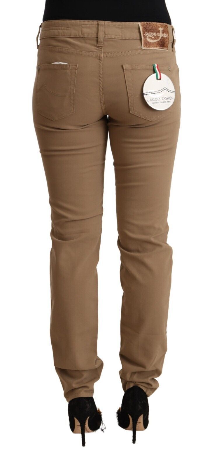 Jacob Cohen Women's Brown Cotton Stretch Mid Waist Skinny Pants