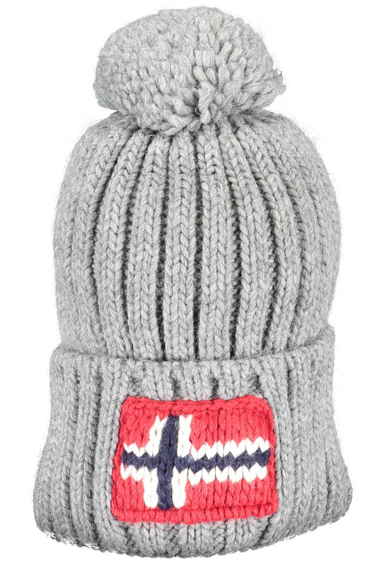 Napapijri Gray Wool Hat with Pompon