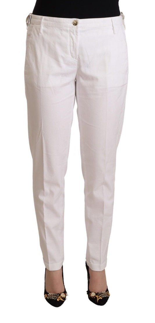 Jacob Cohen Women's White Mid Waist Tapered Birgitte Pants