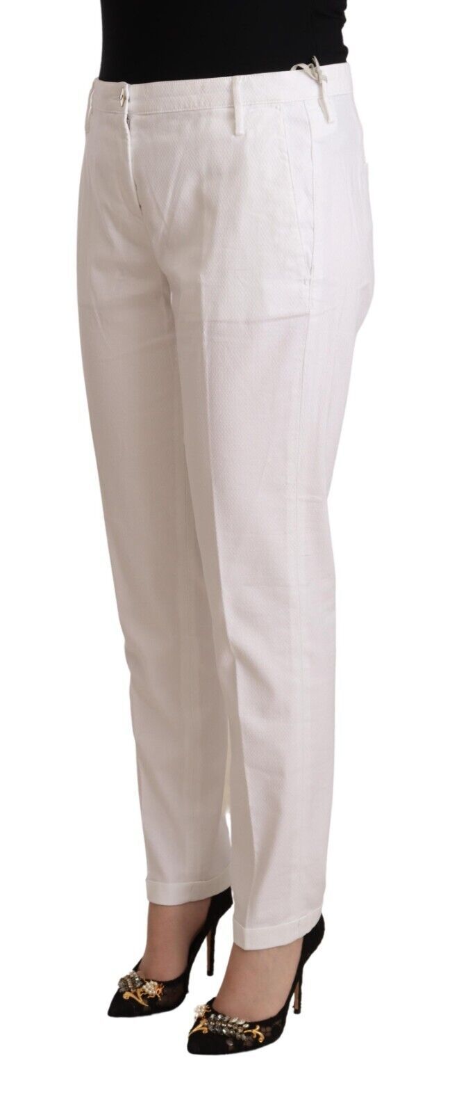 Jacob Cohen Women's White Mid Waist Tapered Birgitte Pants