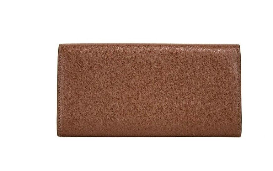 Burberry Porter Tan Grained Leather Embossed Continental Clutch Flap Wallet