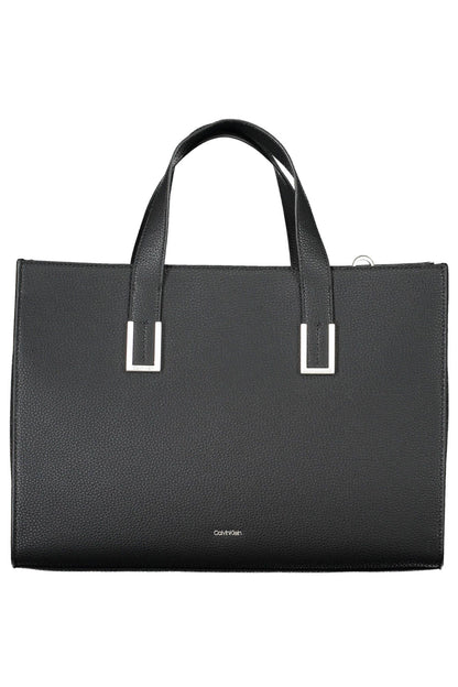 Elegant Two-Handled Black Handbag with Logo