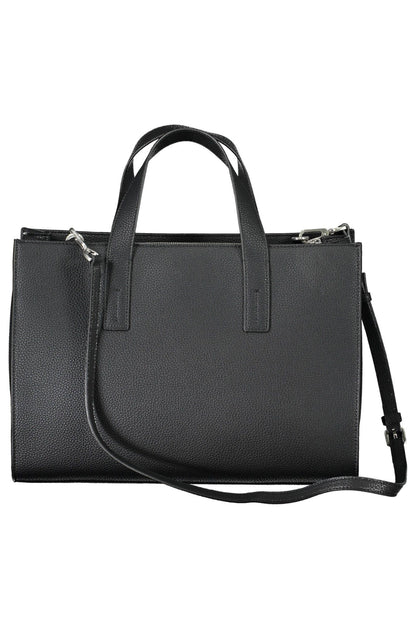 Elegant Two-Handled Black Handbag with Logo