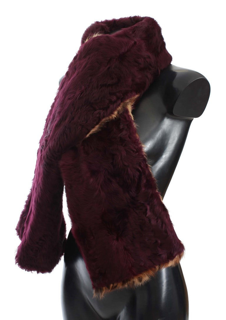 Purple Lamb Fur Leopard Print Scarf