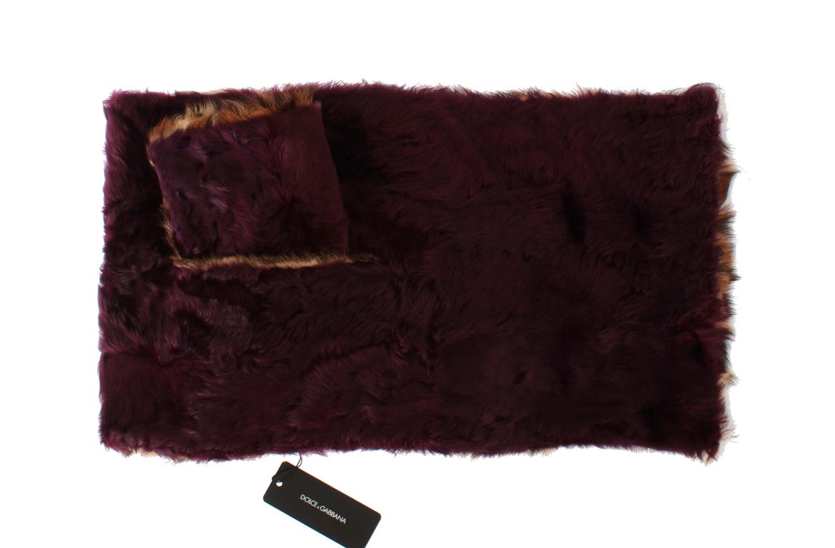 Purple Lamb Fur Leopard Print Scarf