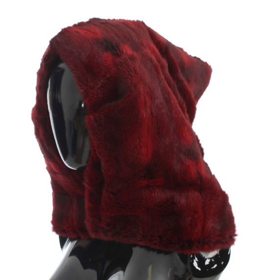 Bordeaux Hamster Fur Crochet Hood Scarf Hat