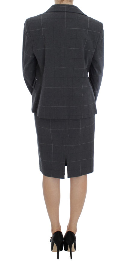 Gray Stretch Sheath Dress Suit Set