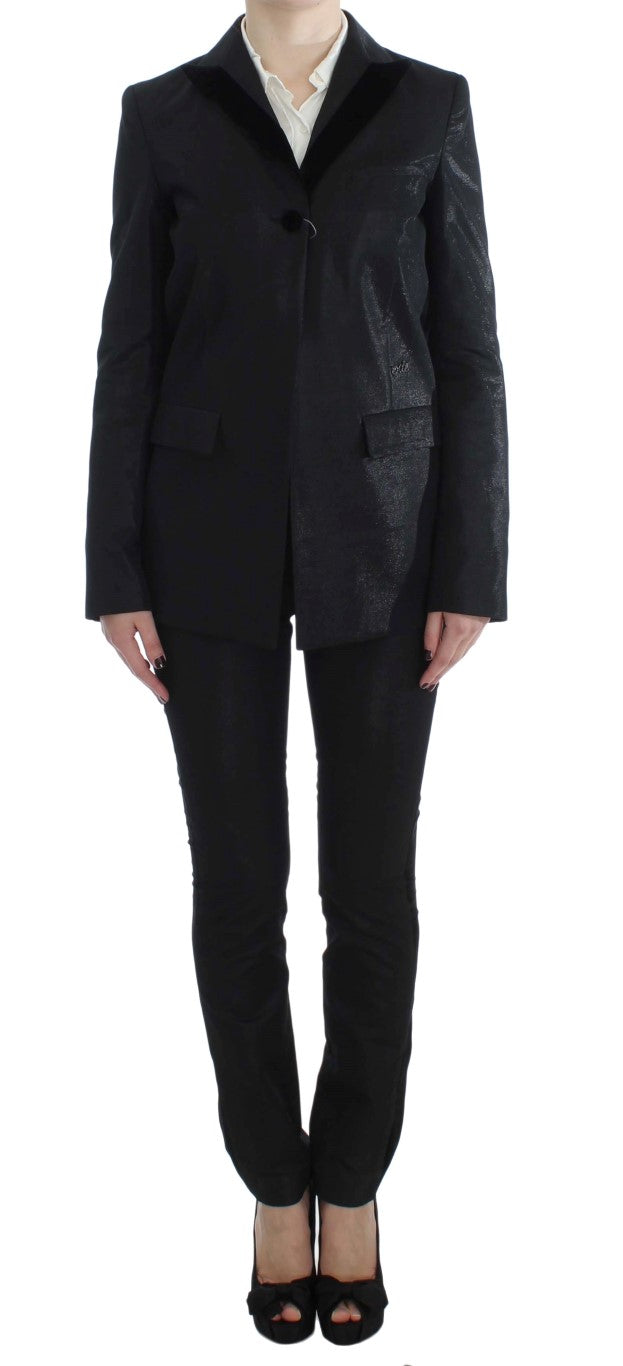 Black One Button Three Piece Suit