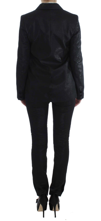 Black One Button Three Piece Suit