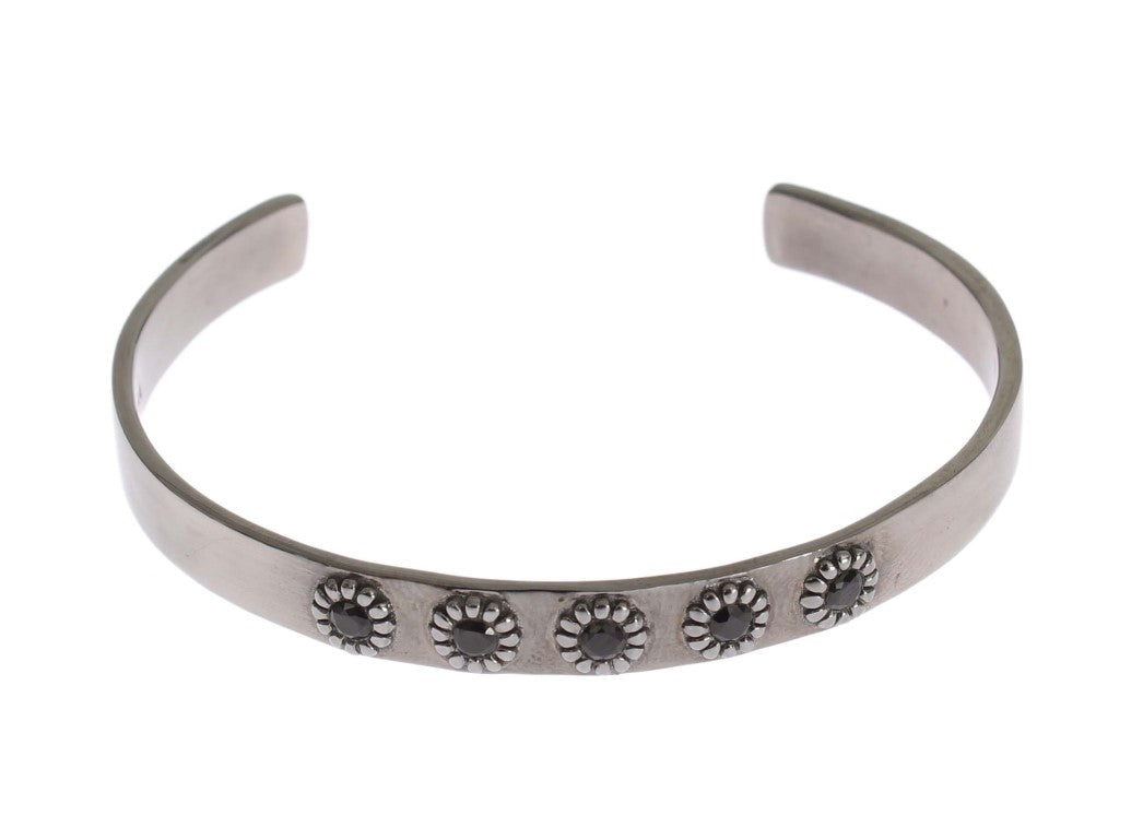 Black Crystal 925 Silver Bangle Bracelet