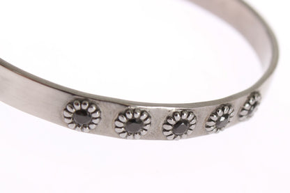 Black Crystal 925 Silver Bangle Bracelet