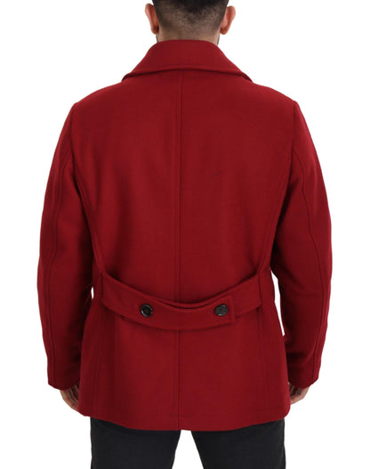 Dolce & Gabbana Elegant Red Double Breasted Wool Jacket