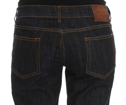 Blue Cotton Straight Fit Stretch Jeans