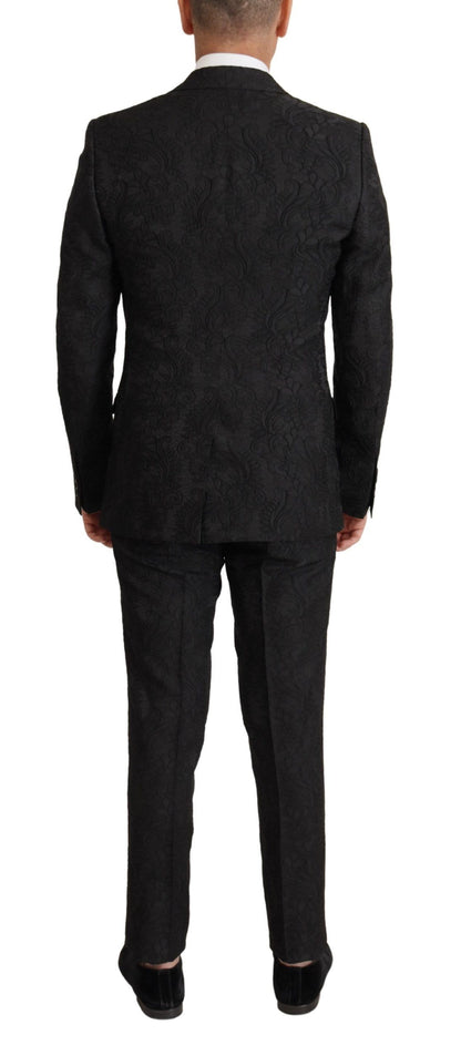 Dolce & Gabbana Men's Black Brocade Formal 2 Piece MARTINI Suit