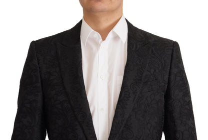 Dolce & Gabbana Men's Black Brocade Formal 2 Piece MARTINI Suit