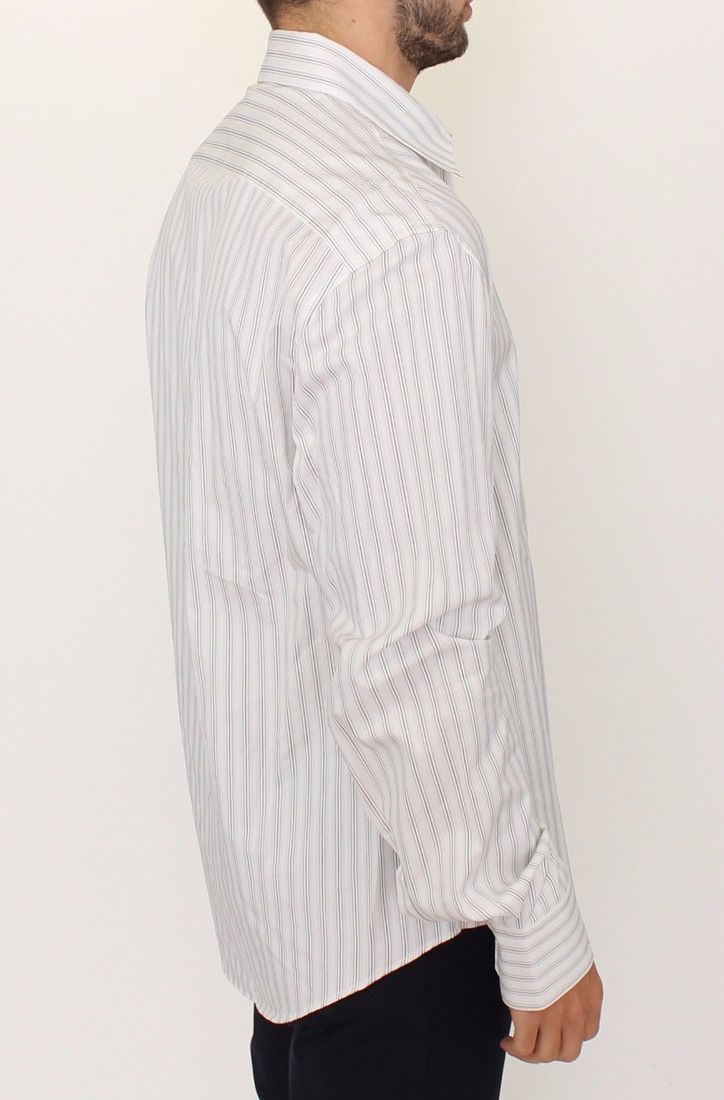 White Black Striped Regular Fit Casual Shirt