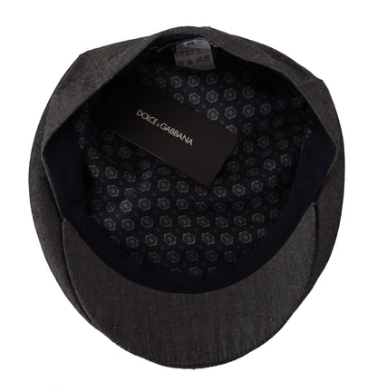 Dolce & Gabbana Gray Newsboy Men Capello Cotton Blend Hat