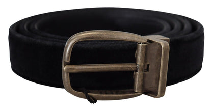 Dolce & Gabbana Black Velvet Leather Antique Metal Buckle