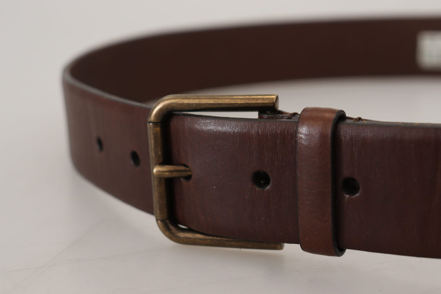 Dolce & Gabbana Brown Leather Gold Metal Buckle Carabiner Belt