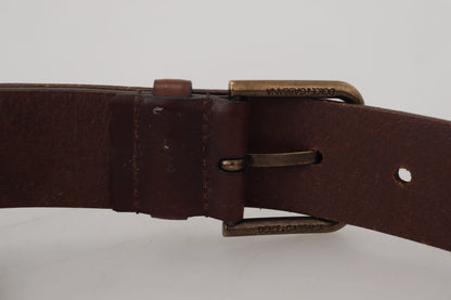 Dolce & Gabbana Brown Leather Gold Metal Buckle Carabiner Belt