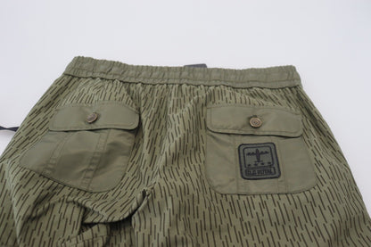 Dolce & Gabbana Green Striped Cargo Zipper Leg Men Trouser Pants