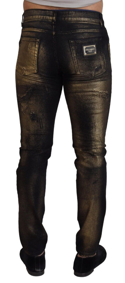 Dolce & Gabbana Black Gold Dusting Cotton Casual Denim Jeans