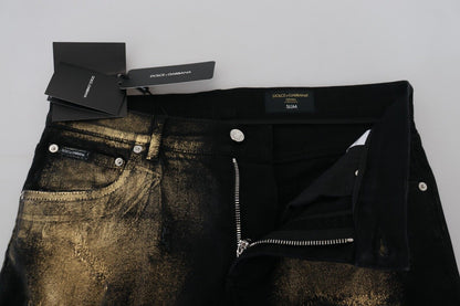 Dolce & Gabbana Black Gold Dusting Cotton Casual Denim Jeans