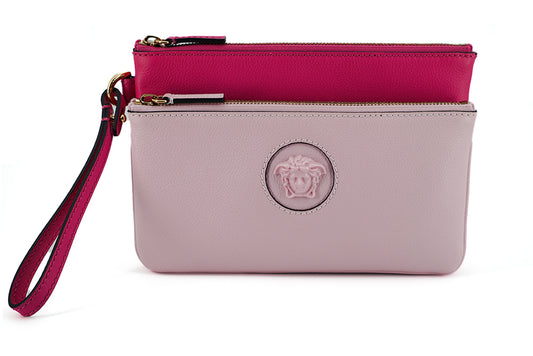 Versace Pink Calf Leather Pouch Bag