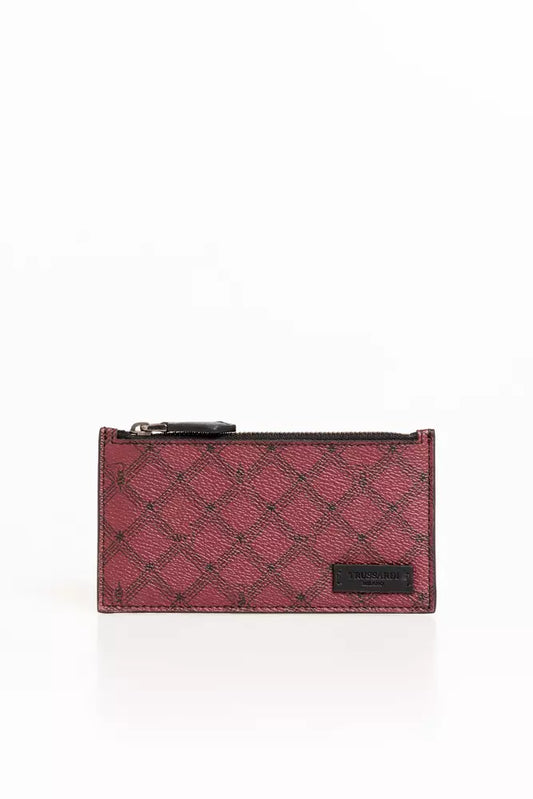 Red Themed Print Soft Crespo Leather Card Holder Wallet