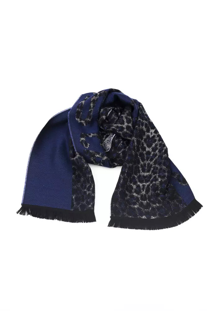 Cavalli Class Branded Blue Men's Wool Scarf