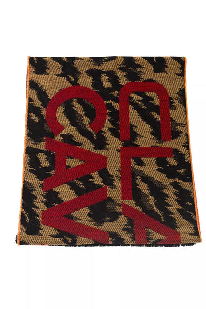 Cavalli Class Branded Brown Men's Wool Scarf