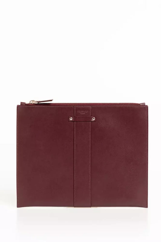 Reddish Brown Pocket Clutch Bag Wallet In Calfskin