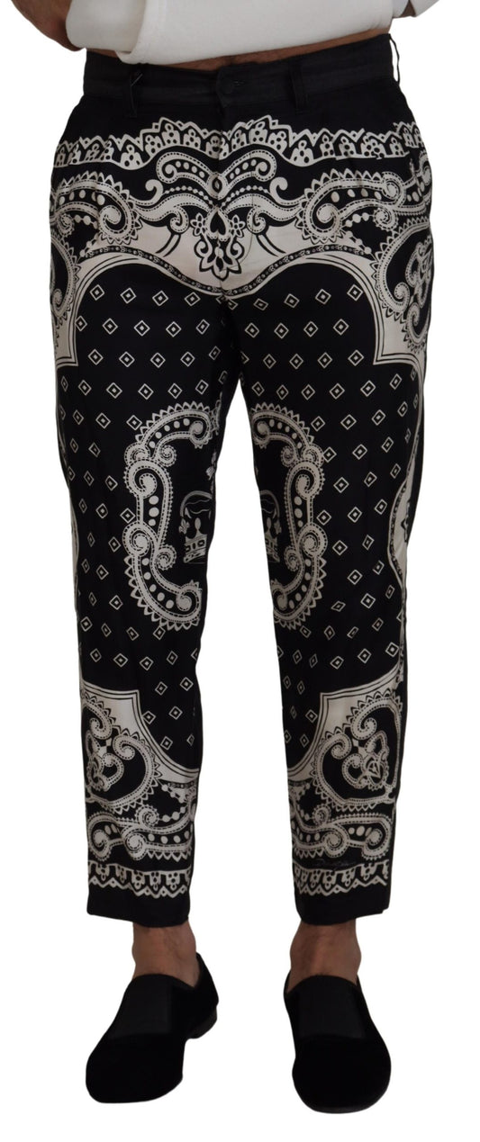 Dolce & Gabbana Men's Black Silk Bandana Print Pants