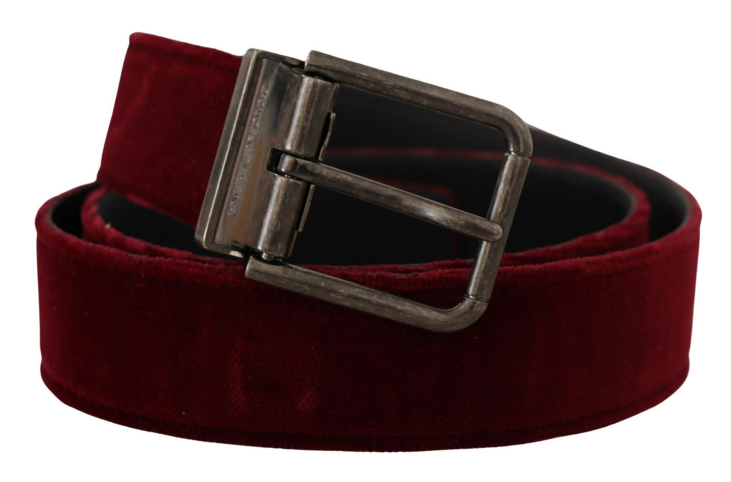 Maroon Velvet Leather Wide Vintage Metal Buckle Belt