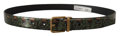 Multicolor Leather Vernice Pavone Bronze Metal Belt