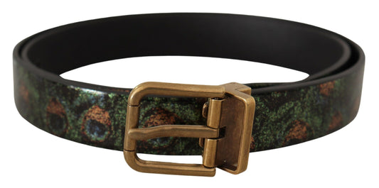 Multicolor Leather Vernice Pavone Bronze Metal Belt