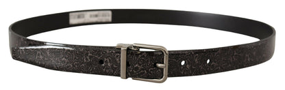 Black Goccia Glitter Patent Leather Buckle Vernice Belt