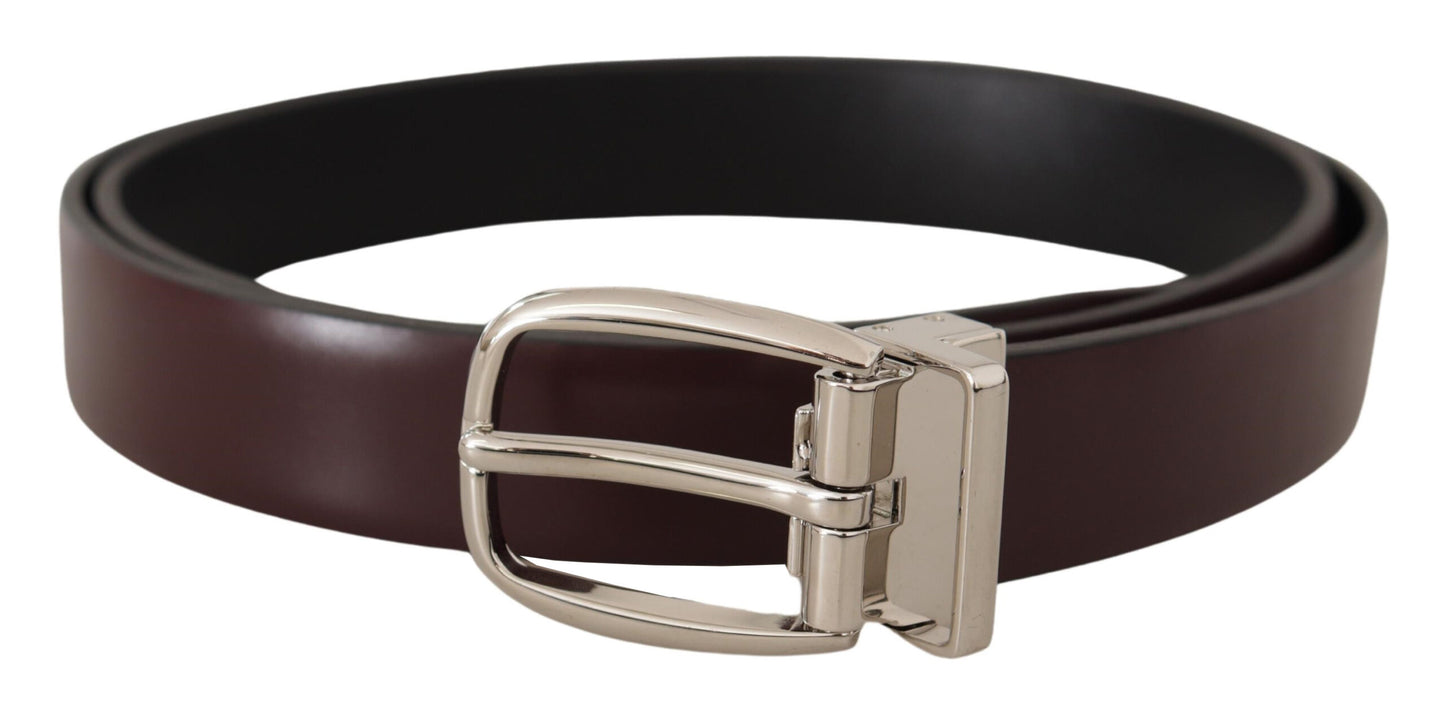 Solid Brown Leather Silver Metal Belt