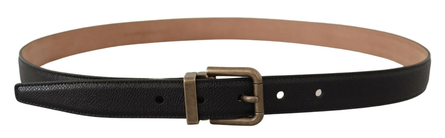 Black Brown Backed Leather Brass Buckle Belt