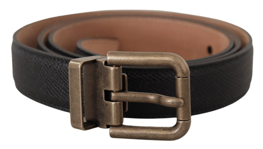 Black Brown Backed Leather Brass Buckle Belt