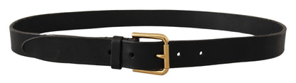 Brown Classic Leather Gold Metal Buckle Belt