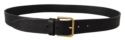 Brown Gold Metal Logo Buckle Calf Leather Belt