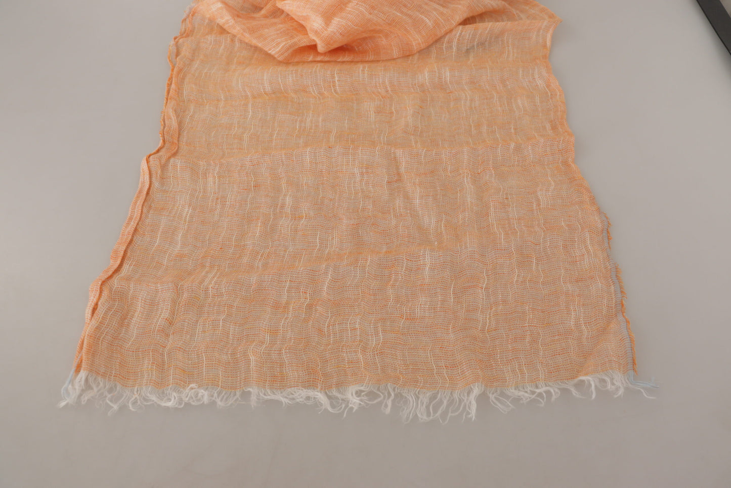 Malo Peach Linen Knitted Shawl Wrap Fringes Scarf