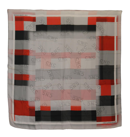 Costume National Gray Red Shawl Foulard Wrap Scarf