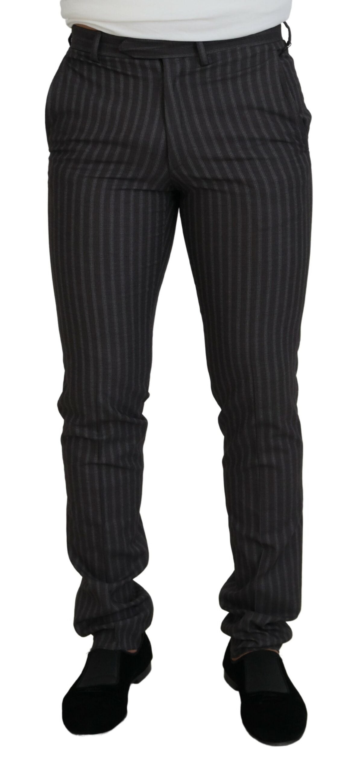 Bencivenga Brown Stripes Slim Fit Men Pants