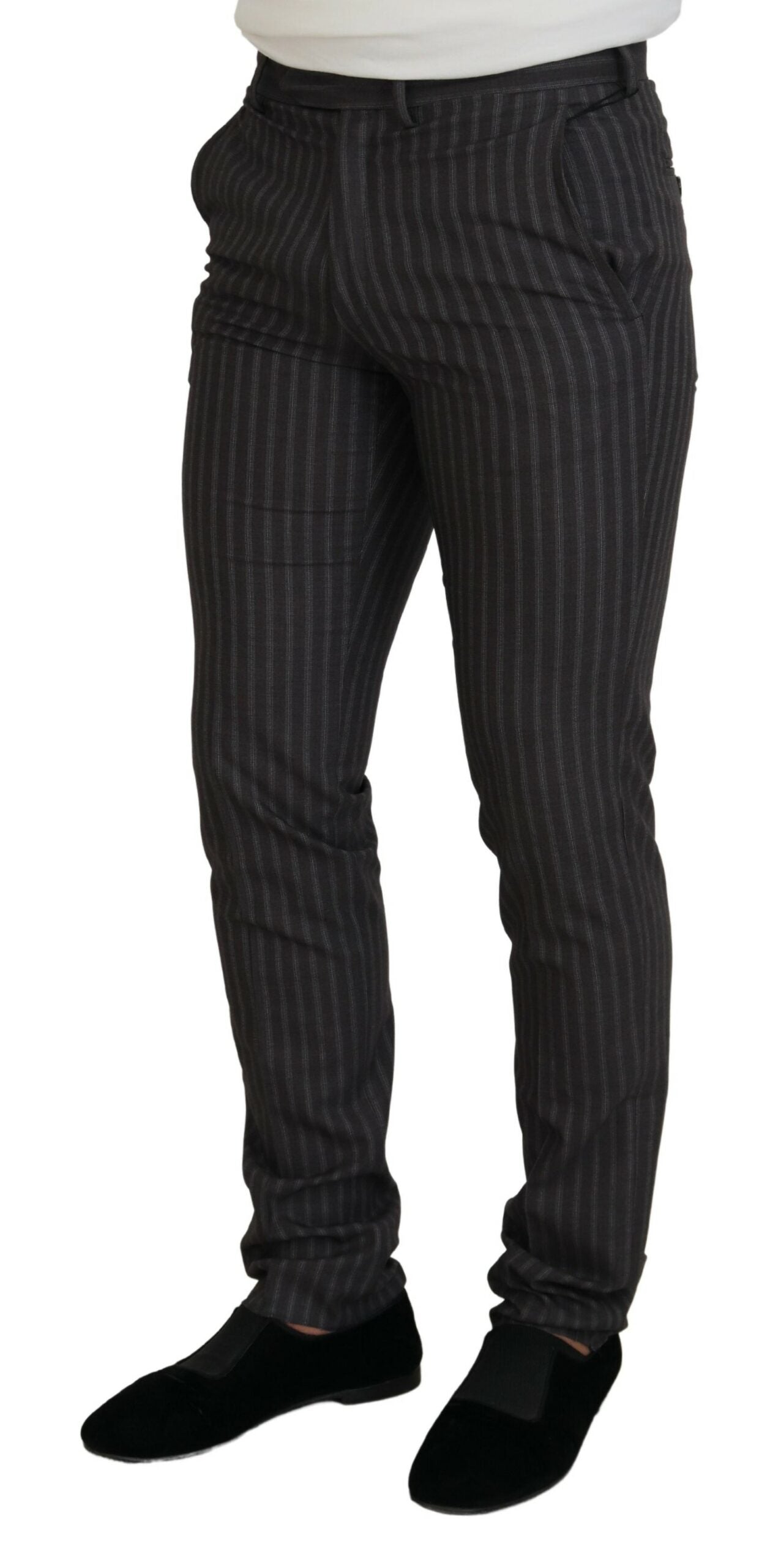 Bencivenga Brown Stripes Slim Fit Men Pants