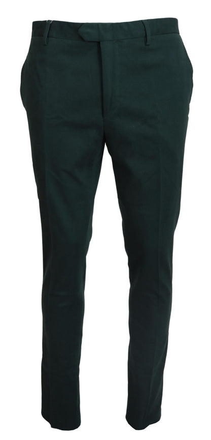 Bencivenga Dark Green Cotton Skinny Men Pants