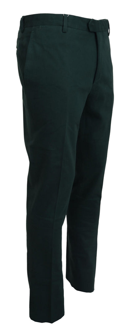 Bencivenga Dark Green Cotton Skinny Men Pants