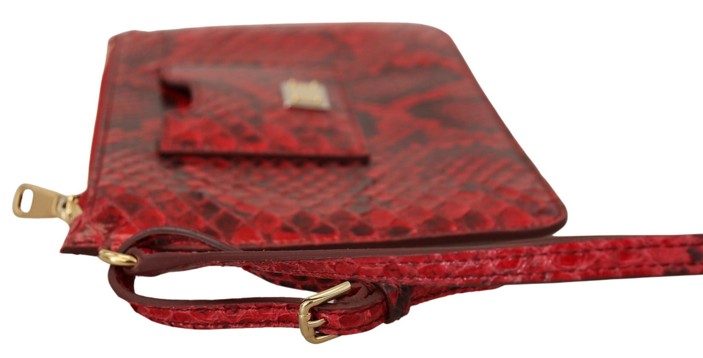 Dolce & Gabbana Red Leather Ayers Clutch Purse Wristlet Hand