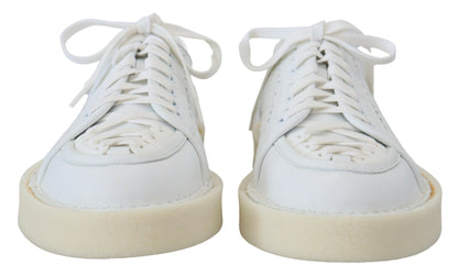 Dolce & Gabbana White Leather Low Top Oxford Sneakers Casual Shoes